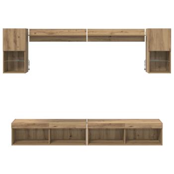 TV Wand Einheiten mit LED 6 pcs Artisan-Eiche Holzwerkstoff