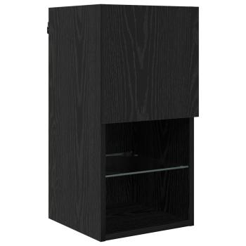 TV Wand Einheiten mit LED 6 pcs Schwarz Eichen-Optik Holzwerkstoff