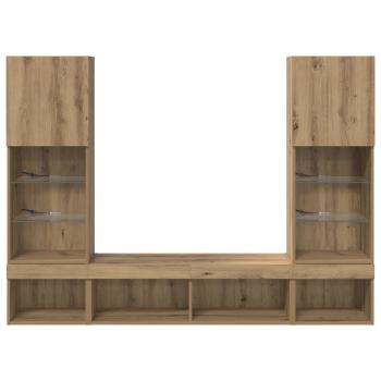 TV Wand Einheiten mit LED 5 Stück Artisan-Eiche 40,5 x 30 x 102 cm