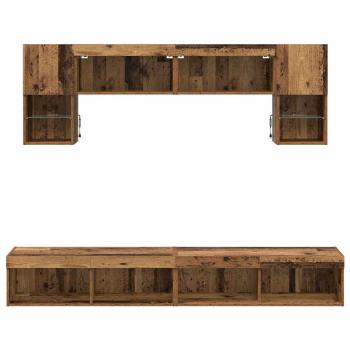 TV Wand Einheiten mit LED 6 pcs Altholz Holzwerkstoff