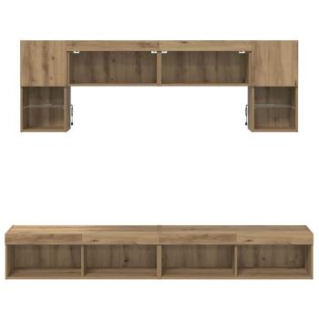 TV Wand Einheiten mit LED 6 pcs Artisan-Eiche Holzwerkstoff