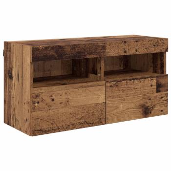 TV-Wandmöbel mit LED-Lichtleisten 4 pcs Altholz Holzwerkstoff