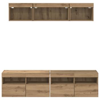 TV Wand Einheiten mit LED 5 Stück Artisan-Eiche 80 x 30 x 40 cm