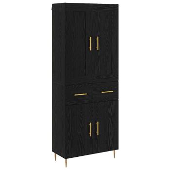 Highboard Schwarz Eichen-Optik 69,5 x 34 x 180 cm Holzwerkstoff
