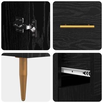 Highboard Schwarz Eichen-Optik 69,5 x 34 x 180 cm Holzwerkstoff