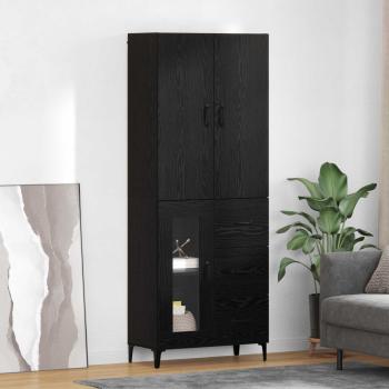 ARDEBO.de - Highboard Schwarz Eichen-Optik 69,5 x 34 x 180 cm Holzwerkstoff