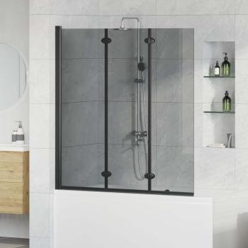 ARDEBO.de - Bad-Duschschirm Schwarz 130 x 138 cm Gehärtetes Glas