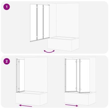 Bad-Duschschirm Schwarz 130 x 138 cm Gehärtetes Glas