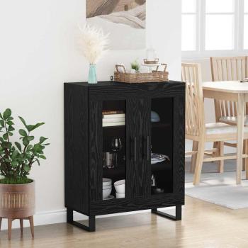 Sideboard Schwarz Eichen-Optik 69,5 x 34 x 90 cm Holzwerkstoff