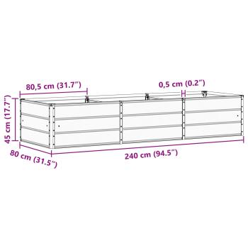 Pflanzkübel Hellgrau 240 x 80 x 45 cm Stahl