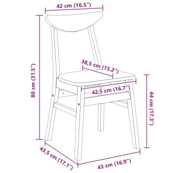 Esszimmerstühle 2 pcs Weiß 42 x 47.5 x 81 cm Massives Gummiholz