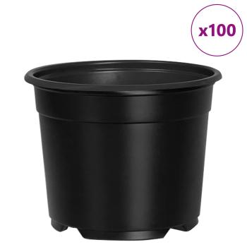 Runder Blumentopf 100 Stk. Schwarz Ø 10 x 8 cm Kunststoff