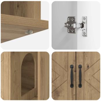 Katzenhaus Kunsthandwerk Eiche 85 x 55 x 50 cm Holzwerkstoff