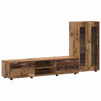 ARDEBO.de - TV-Schrankset mit Schubladen mit Regal Altholz Holzwerkstoff