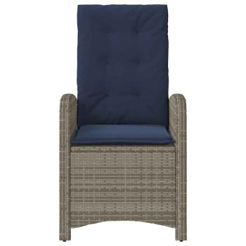 Gartensessel mit Kissen 2 Stk. Verstellbar Grau Poly Rattan