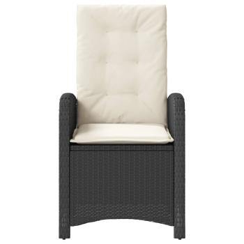 3-tlg. Bistro-Set mit Kissen Schwarz Poly Rattan