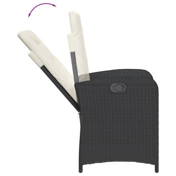 3-tlg. Bistro-Set mit Kissen Schwarz Poly Rattan