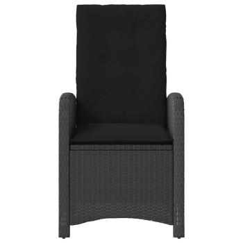 3-tlg. Bistro-Set mit Kissen Schwarz Poly Rattan