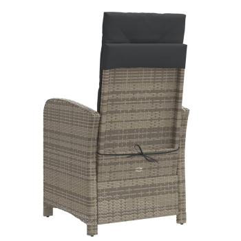 3-tlg. Bistro-Set mit Kissen Grau Poly Rattan
