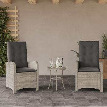 3-tlg. Bistro-Set mit Kissen Hellgrau Poly Rattan