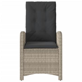 3-tlg. Bistro-Set mit Kissen Hellgrau Poly Rattan