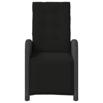 3-tlg. Bistro-Set mit Kissen Schwarz Poly Rattan