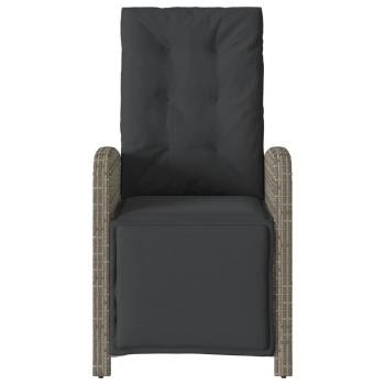3-tlg. Bistro-Set mit Kissen Grau Poly Rattan
