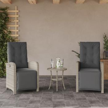 3-tlg. Bistro-Set mit Kissen Hellgrau Poly Rattan