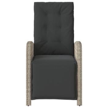 3-tlg. Bistro-Set mit Kissen Hellgrau Poly Rattan