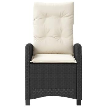 3-tlg. Bistro-Set mit Kissen Schwarz Poly Rattan