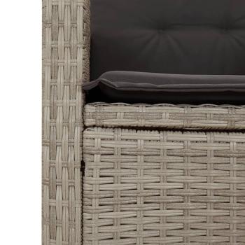 3-tlg. Bistro-Set mit Kissen Hellgrau Poly Rattan