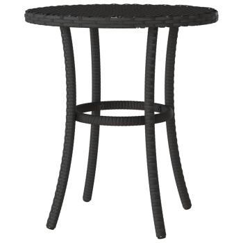 3-tlg. Bistro-Set mit Kissen Schwarz Poly Rattan