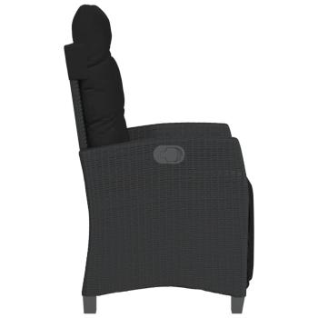 3-tlg. Bistro-Set mit Kissen Schwarz Poly Rattan