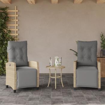 3-tlg. Bistro-Set mit Kissen Beigemischung Poly Rattan
