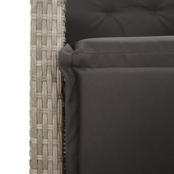 3-tlg. Bistro-Set mit Kissen Hellgrau Poly Rattan