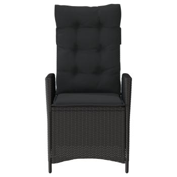 3-tlg. Bistro-Set mit Kissen Schwarz Poly Rattan