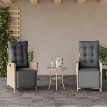 3-tlg. Bistro-Set mit Kissen Beigemischung Poly Rattan