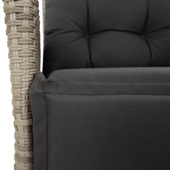 ARDEBO.de - 3-tlg. Bistro-Set mit Kissen Hellgrau Poly Rattan