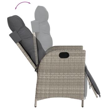 3-tlg. Bistro-Set mit Kissen Hellgrau Poly Rattan