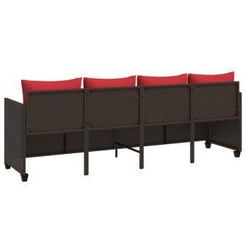 Sonnenliege mit Kissen Braun Poly Rattan