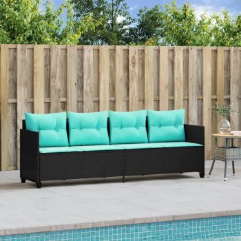 Sonnenliege mit Kissen Schwarz Poly Rattan