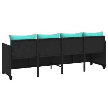 Sonnenliege mit Kissen Schwarz Poly Rattan