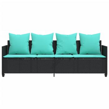 Sonnenliege mit Kissen Schwarz Poly Rattan