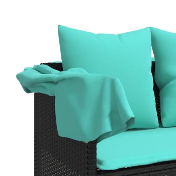 Sonnenliege mit Kissen Schwarz Poly Rattan