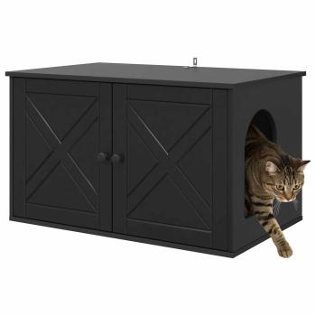Katzenhaus Schwarz 85 x 55 x 50,5 cm Holzwerkstoff