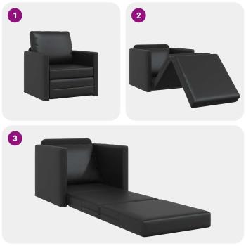 Klappsofa Bett Schwarz 74 x 77 x 81 cm PVC
