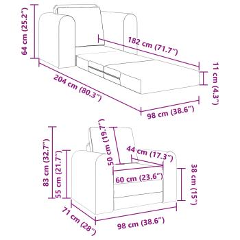 Klappsofa Bett Schwarz 98 x 71 x 83 cm Stoff
