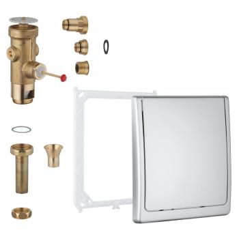 ARDEBO.de GROHE WC-Druckspüler, Wandeinbau, Austauscharmatur, mit Classic-Abdeckplatte 220 x 255 mm (42901000)