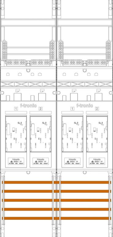 ARDEBO.de f-tronic E216 Zählerfeld, 2-feldrig, 4-eHZ, 5-polig, Höhe 1050mm, weiß (7141020)