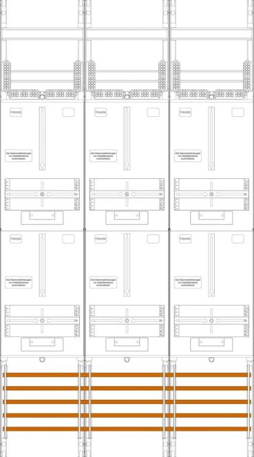 ARDEBO.de f-tronic Z316 Zählerfeld, 3-feldrig, 6-3.HZ, Höhe 1350mm, 5-polig, weiß (7143312)